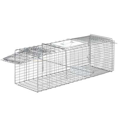 Outsunny Cage Piège Pliable en Acier 93cm Argent
