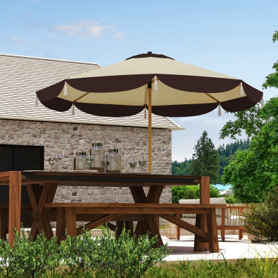 Outsunny Parasol Ø2.6m Beige UV50+ avec Aération et 8 Baleines