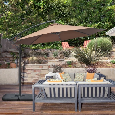 Outsunny Parasol Décentré Ø292cm Métal Polyester Café