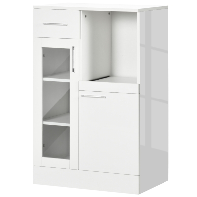 HOMCOM Buffet Moderne Bois Verre 60x40x95cm Blanc
