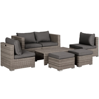 Outsunny Set Salotto da Giardino Rattan 75cm x 75cm x 71cm Grigio