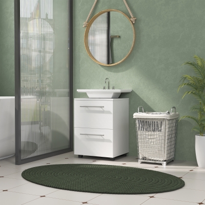 HOMCOM Meuble Salle de Bain Sous Lavabo Compact Blanc