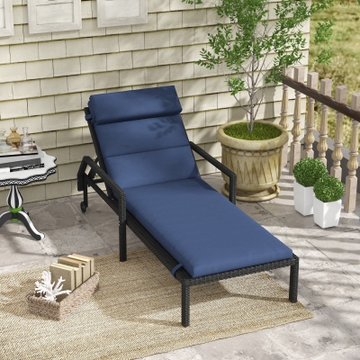 Outsunny Coussin Transat Tissu Bleu Foncé avec Lacets