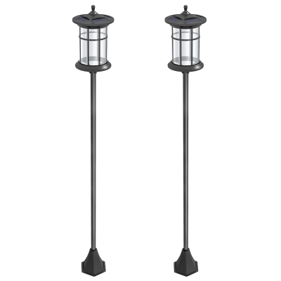 Outsunny Lampadaires Solaires Extérieur Acier Inoxydable Noir