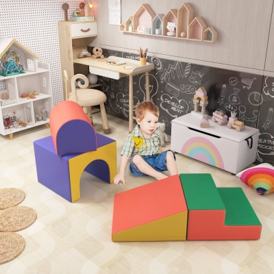 HOMCOM Blocs Escalade Enfants 1-3 Ans Simili Cuir Multicolore