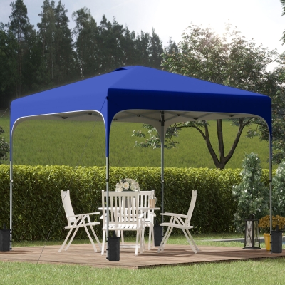 Outsunny Tonnelle Pliable 2.5x2.5m Bleu Hauteur Réglable