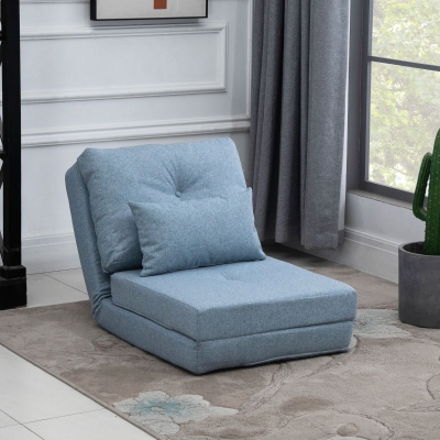 HOMCOM Canapé de Sol 2-en-1 Pliant 60x80x56cm Bleu Ciel