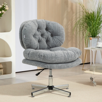HOMCOM Chaise Bureau Rembourrée Hauteur Réglable Gris