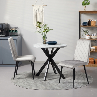 HOMCOM Set 2 Chaises Cuisine Rembourrées Acier Gris Noir