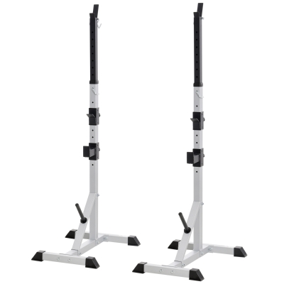HOMCOM Support Haltères Acier 3 Niveaux 200kg Argent Noir