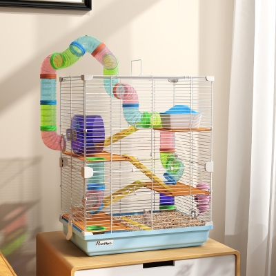 PawHut Cage Hamster 5 Niveaux Métal avec Accessoires 46x30x58cm