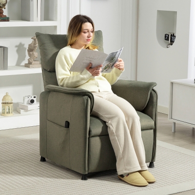 HOMCOM Fauteuil Inclinable Vert avec Repose-Pieds et Poches