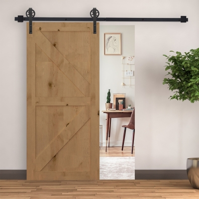 HOMCOM Kit Porte Coulissante Acier Rustique 200cm Noir