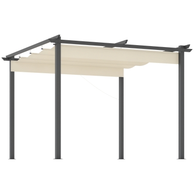 Outsunny Gazebo Pergola da Giardino 3x3m con Tenda Retrattile