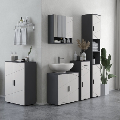 Kleankin Armoire Miroir Salle de Bain Bois Gris 55x17x55cm