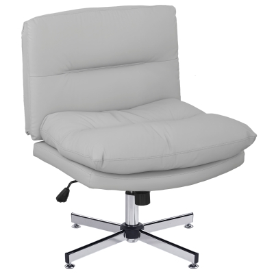 HOMCOM Cadeira de Escritório com Altura Ajustável Função Basculante Base Cruzada e Assento Amplo Cadeira para Estúdio 65x65x84-94 cm Cinza Claro