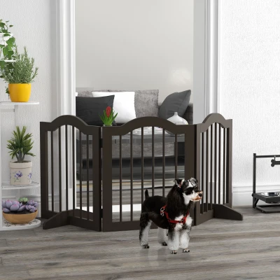 PawHut Barrière Chiens Pliable 3 Panneaux Bois Café