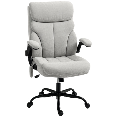HOMCOM Chaise Bureau Massage Réglable Accoudoirs Gris 66x67x113-121cm