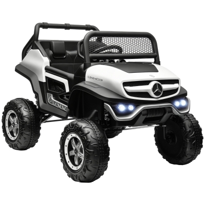 HOMCOM Mercedes 4x4 Enfant 3-8 Ans Blanc Télécommande Klaxon