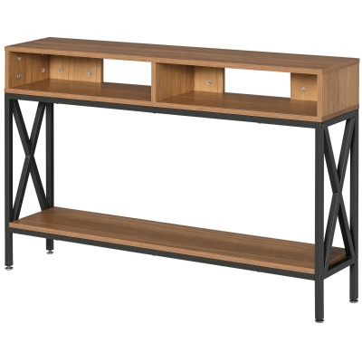 HOMCOM Console Industrielle Bois Noyer 120cm