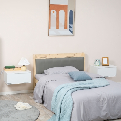 HOMCOM Set 2 Tables de Chevet Suspendues Bois MDF Blanc