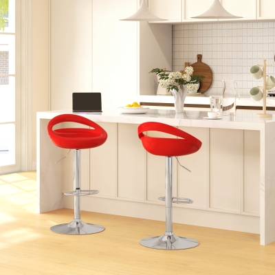 HOMCOM Tabourets Bar Pivotants Réglables Rouge (Ensemble de 2)