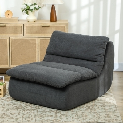 HOMCOM Chaise Longue de Sol en Mousse Gris Salon/Chambre
