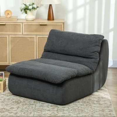 HOMCOM Chaise Longue de Sol en Mousse Gris Salon/Chambre