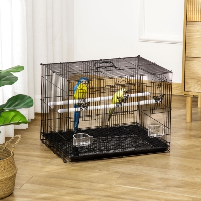 PawHut Cage Oiseaux Métal 60x41x41 cm Noir