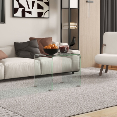 HOMCOM Table Basse Moderne Verre Trempé Transparent 50x40x45 cm