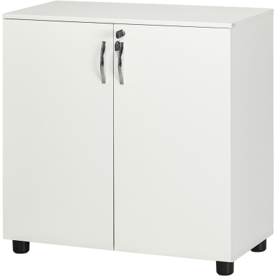 Vinsetto Armoire Bureau Bois Blanc avec Serrure 80x40x80cm