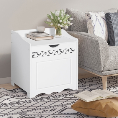 HOMCOM Armoire Bois Blanc 55x34x58cm Rangement Salle de Bain