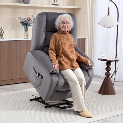 HOMCOM Fauteuil TV Massage Chaleur Aide au Lever Gris Foncé