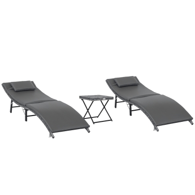 Outsunny Lettino prendisole 196cm x 61cm x 53cm Grigio