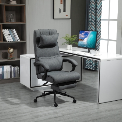 Vinsetto Chaise Bureau Ergonomique Réglable avec Repose-Pieds Grise