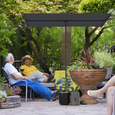 Outsunny Parasol Pivotant Aluminium 150x205cm Gris Foncé