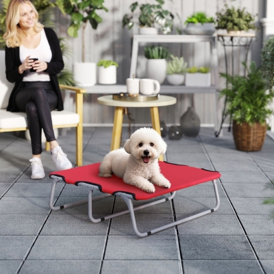 PawHut Lit Pliant Chien Petite Taille Métal Tissu Rouge