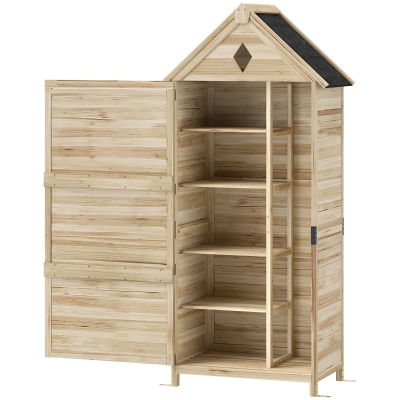 Outsunny Cabane de Jardin Bois 4 Étagères Toit Imperméable 80x49x170cm