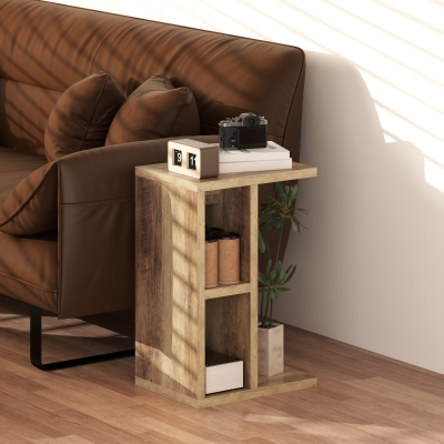 HOMCOM Table Basse C 3 Étagères 2 Compartiments 40x30x60cm Marron