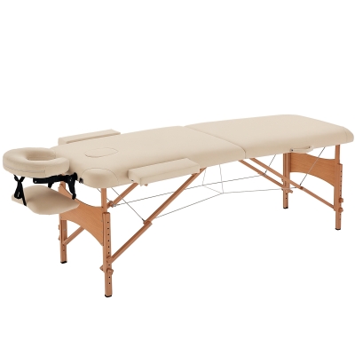HOMCOM Lit de Massage 2 Zones Pliable Bois Crème