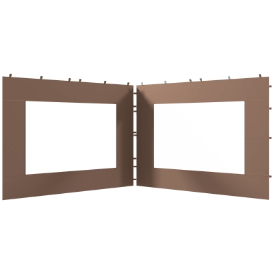 Outsunny Laterales para Carpa de Repuesto de Tela Oxford 2 Paneles de 295x195 cm con 1 Ventana para Carpas de 6x3 m 3x3 m Marrón