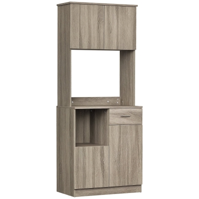 HOMCOM Buffet Cuisine Multi-Rangements Chêne Gris