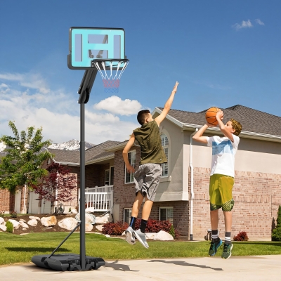 SPORTNOW Panier de basket, réglable en hauteur de 146 à 236 cm, support de basket, à roulettes, en acier, plastique, noir