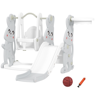 AIYAPLAY Ensemble 4 en 1 Toboggan Balançoire Escalade Gris