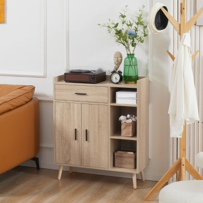 HOMCOM Credenza Moderne Bois 80x30x96,5cm avec Armoire et Tiroir