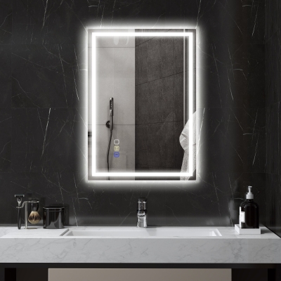 HOMCOM Miroir LED Anti-buée Bluetooth 50x70 cm Salle de Bain