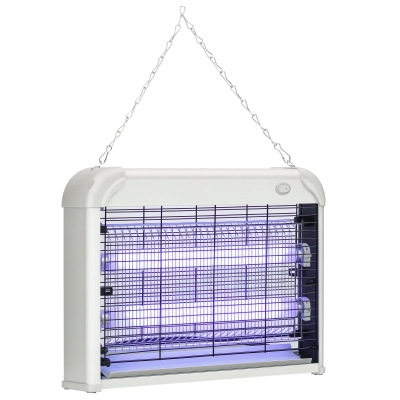 Outsunny Zapper Antizanzare 20W a Luci LED UV con Vassoio Bianco