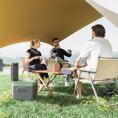 Outsunny Réfrigérateur de Voiture 12V-220V -20℃ à +20 ℃ avec Écran Lumière LED 61x34x32,4 cm Gris