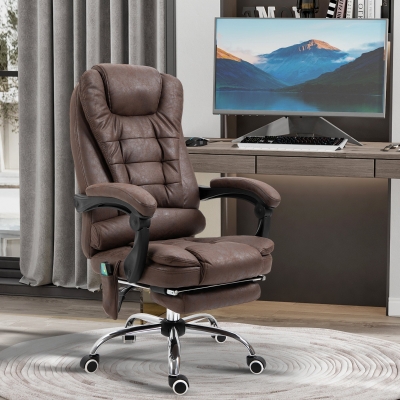Vinsetto Fauteuil Bureau Massant Chauffant Réglable Marron