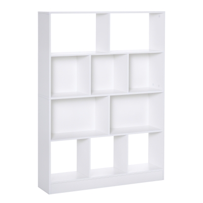 HOMCOM Estantería Librería de 4 Niveles con 10 Compartimentos Estantes de Almacenaje Multiusos 100x23,8x140 cm Blanco